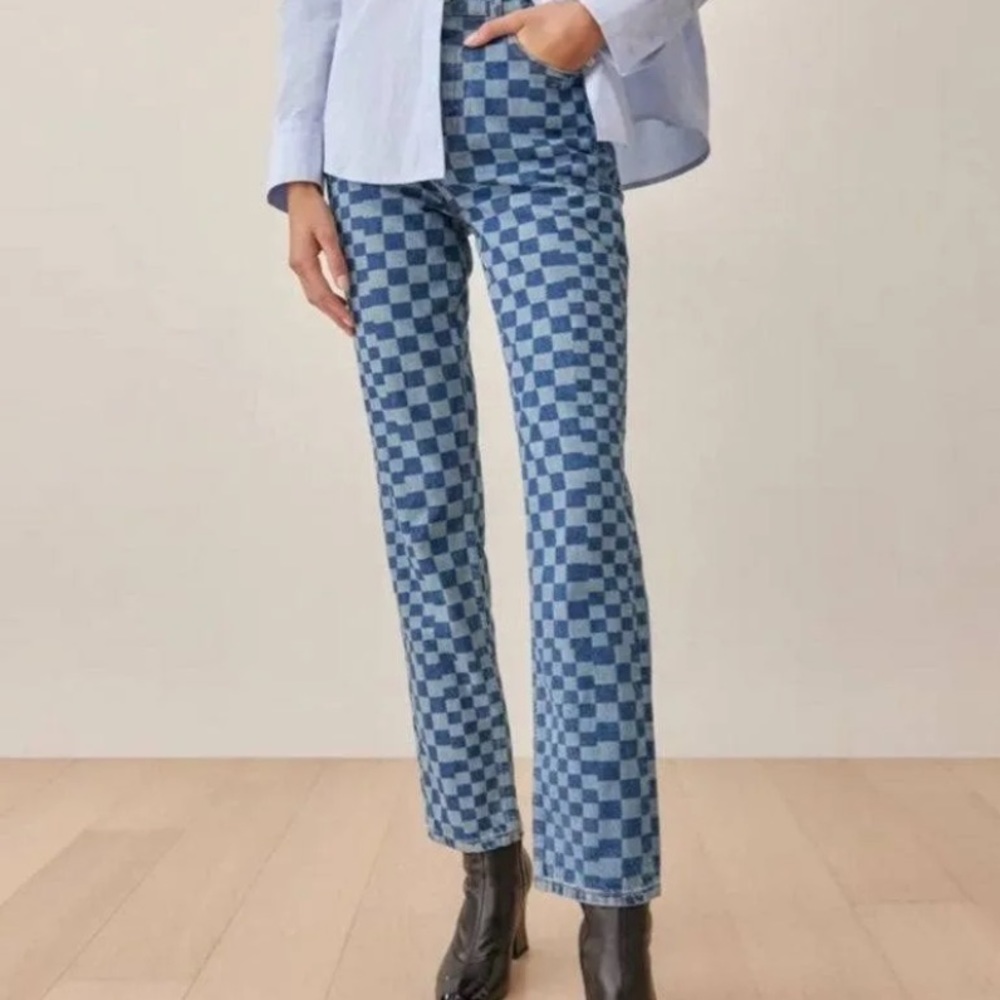 NWT Reformation Checkerboard Cynthia High Rise Jean